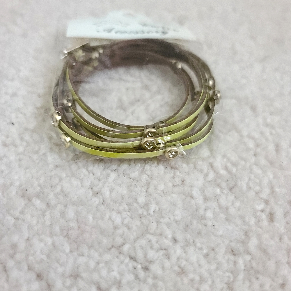 Leather Wrap Bracelet with Crystal Charms